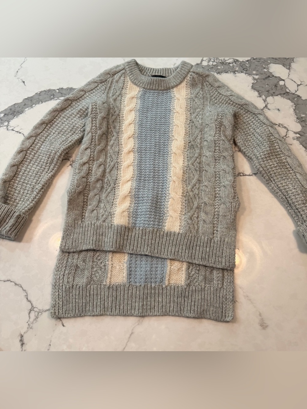 Cynthia Rowley Color Block Cable Knit Sweater